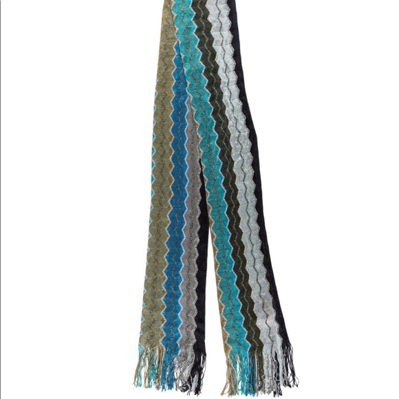 MISSONI BLUES FRINGE SCARF - Picture 1 of 3